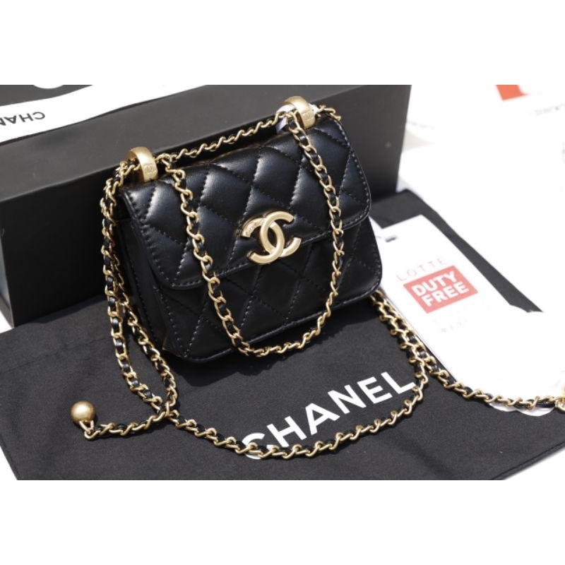 Túi xách nữ siêu xinh C/N mini sz10cm hàng super chuẩn da thật quai chỉnh nấc kèm hộp nguyên seal