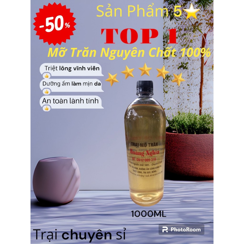 1lit Mỡ Trăn nguyên chất 100%