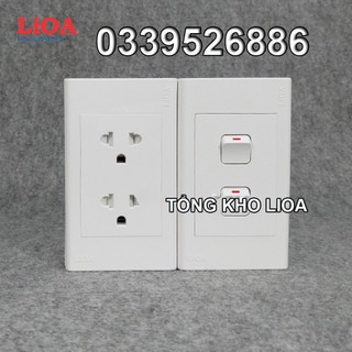 Combo ổ cắm điện đôi 3 chấu LiOA 16A 3520W + 2 công tắc điện - Lắp nổi