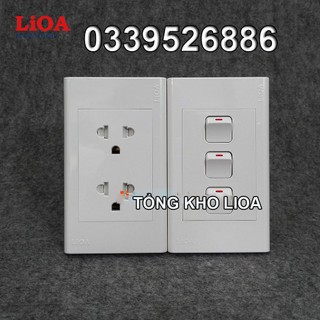 Combo ổ cắm điện đôi 3 chấu LiOA 16A 3520W + 3 công tắc điện - Lắp âm tường