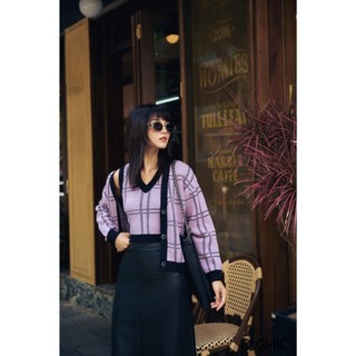 Áo khoác len kẻ phối nẹp d.chic ms: 188109