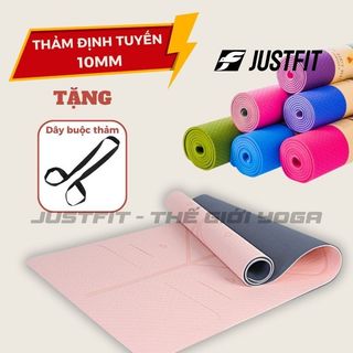 Thảm yoga 10mm JUSTFIT STORE định tuyến 8mm, cao su 2 lớp TPE tập gym cao cấp