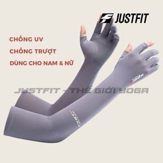 Bao tay chống nắng nam nữ SPORT găng tay đi nắng nữ xỏ ngón có vân chống trượt JUSTFIT STORE