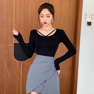 Áo dài tay nữ kiểu hàn quốc, áo tay dài cổ vuông