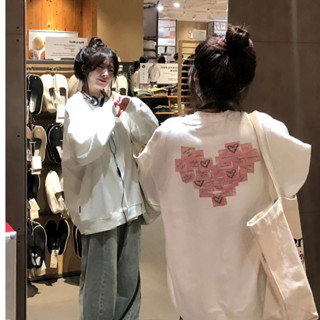 FOCUS local brand fashion hình trái tim Trắng long sleeve áo nỉ sweater nữ unisex oversized levents 100%cotton