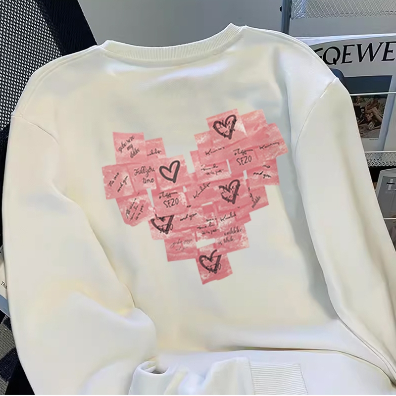 FOCUS local brand fashion hình trái tim Trắng long sleeve áo nỉ sweater nữ unisex oversized levents 100%cotton