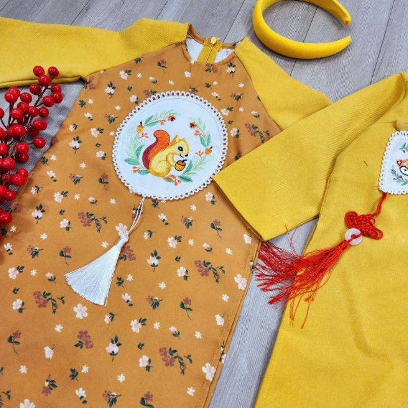 Áo dài cách tân set anh em bé gái , bé trai ,set anh em cực xinh