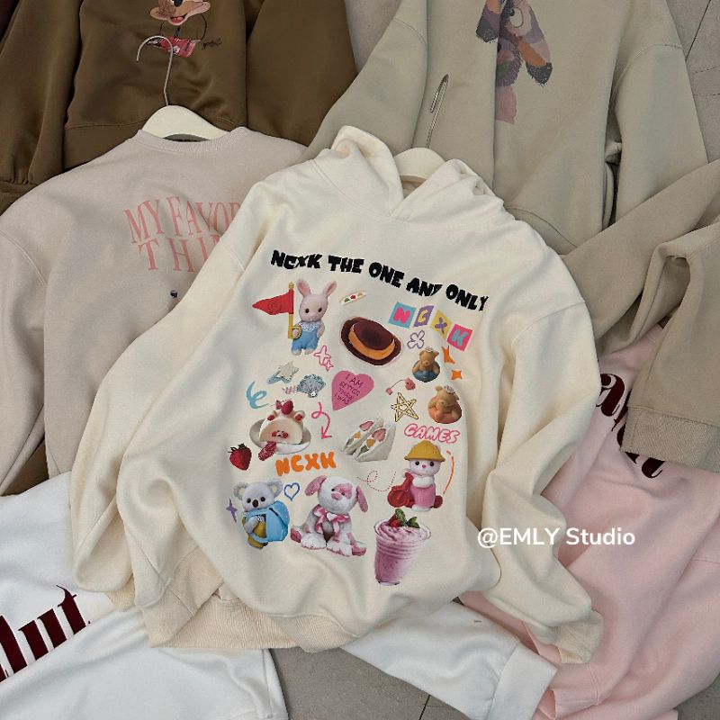 Áo nỉ hoodies hoạt hình xinh xỉu