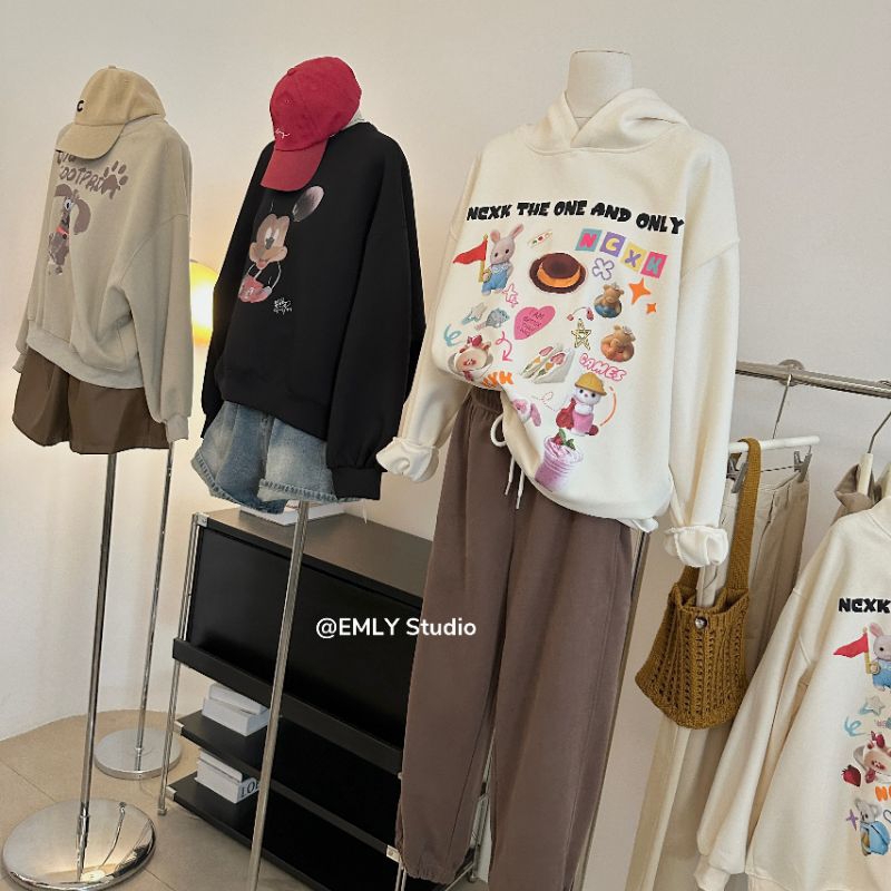 Áo nỉ hoodies hoạt hình xinh xỉu
