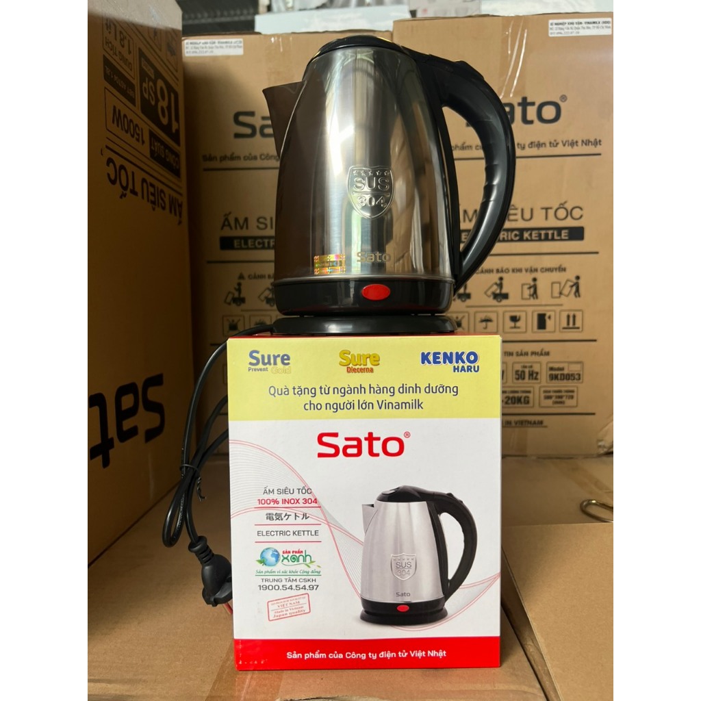 Ấm siêu tốc Sato 17ST41  – Thân inox cao cấp không gỉ- Quà tặng Vinamilk