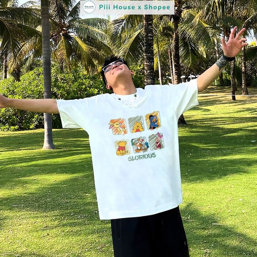 Áo Phông Rộng In Hình Hoạt Hình, Áo Thun Tay Lỡ Oversize Cổ Tròn Phong Cách Hàn Quốc Đơn Giản