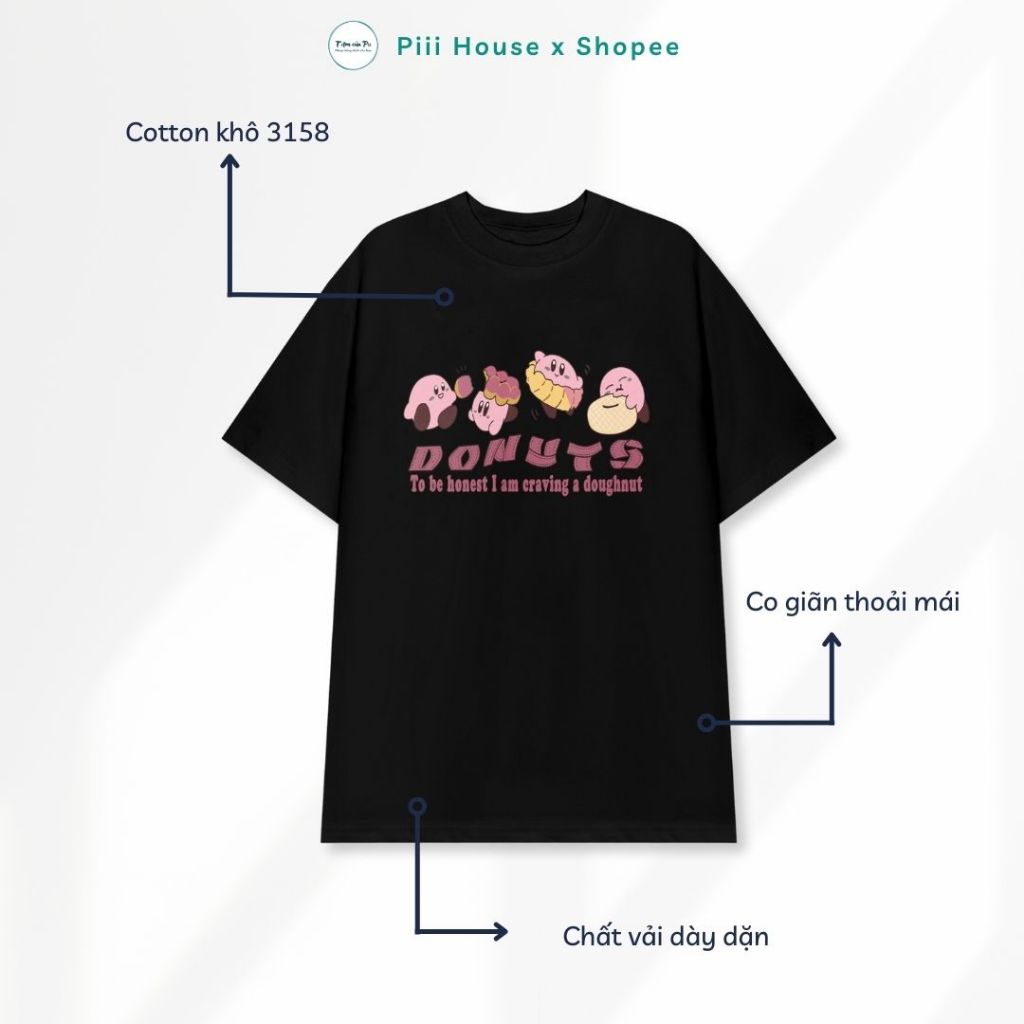 Áo Phông 3158 BÁNH DONUTS, Áo Thun Unisex Tay Lỡ Form Rộng Dáng Basic Style Hàn Quốc
