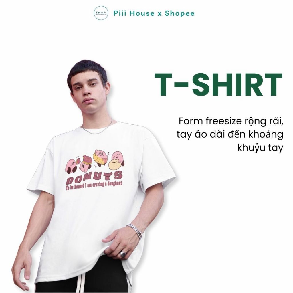 Áo Phông 3158 BÁNH DONUTS, Áo Thun Unisex Tay Lỡ Form Rộng Dáng Basic Style Hàn Quốc
