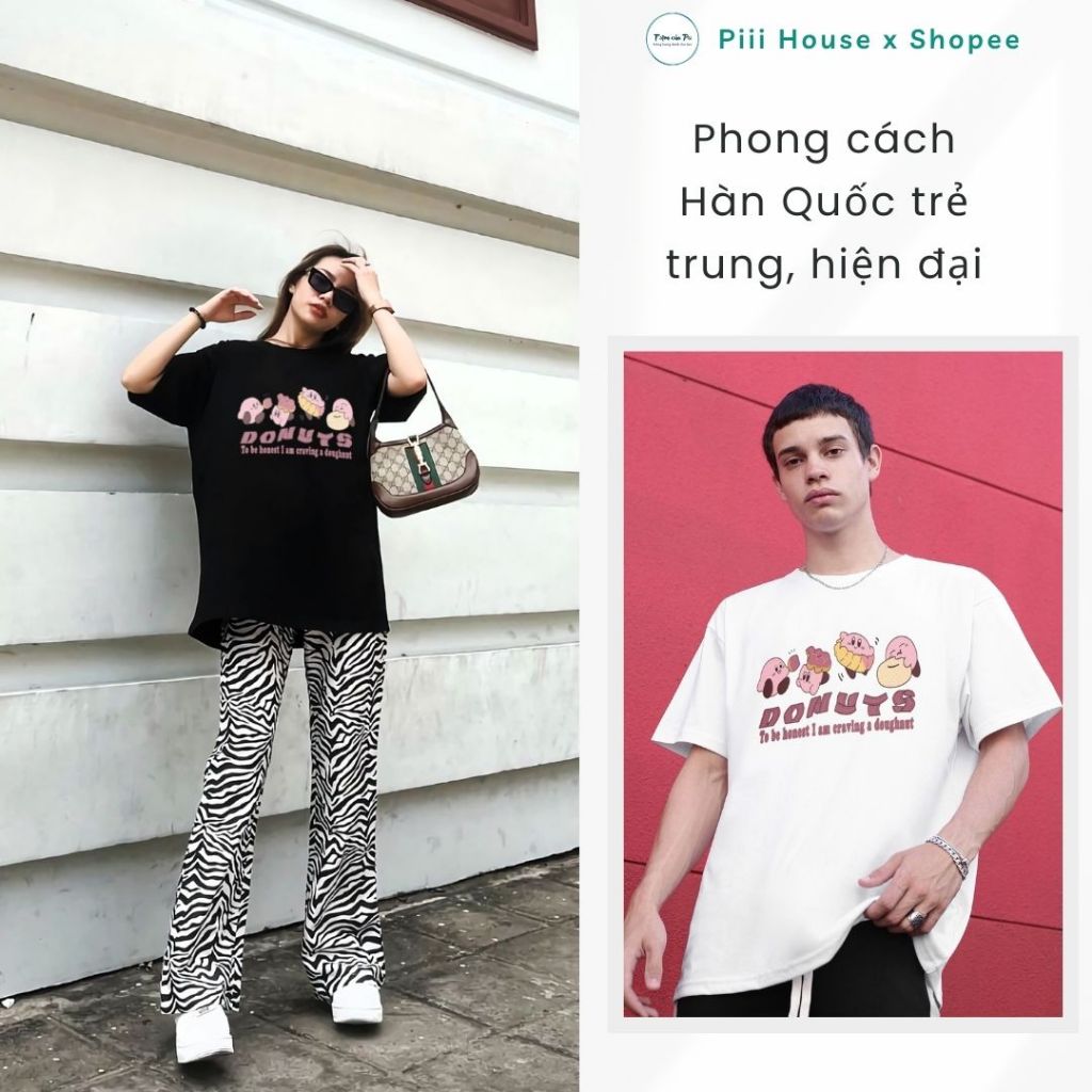 Áo Phông 3158 BÁNH DONUTS, Áo Thun Unisex Tay Lỡ Form Rộng Dáng Basic Style Hàn Quốc