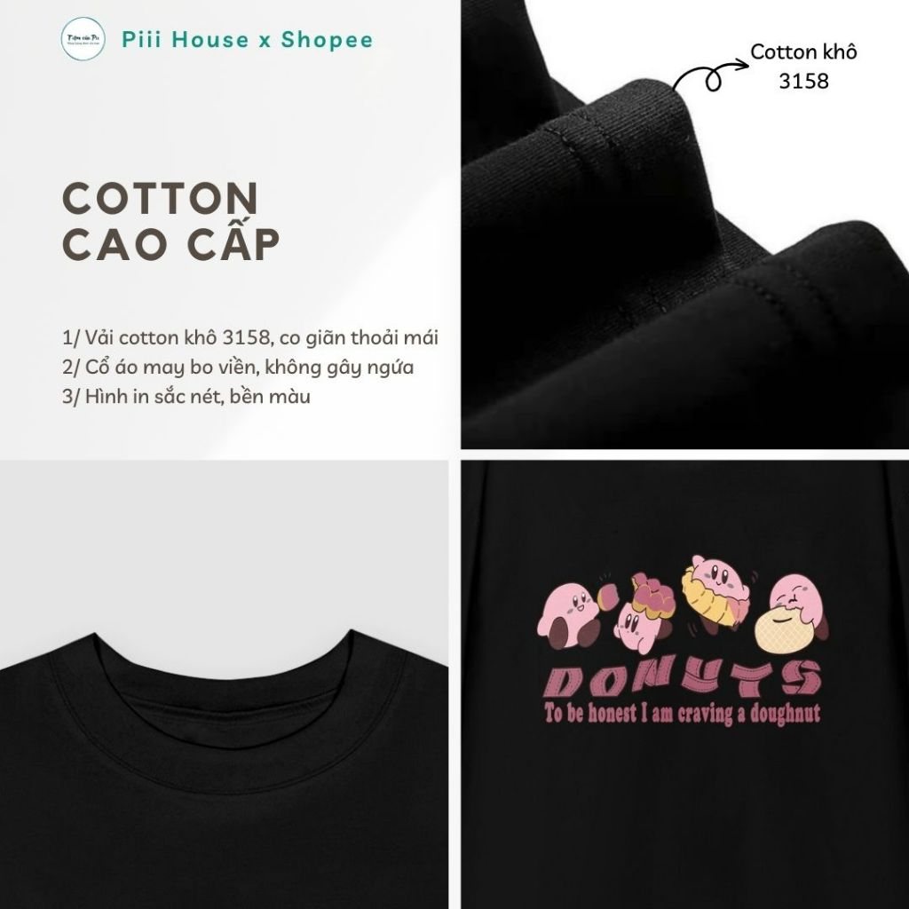 Áo Phông 3158 BÁNH DONUTS, Áo Thun Unisex Tay Lỡ Form Rộng Dáng Basic Style Hàn Quốc