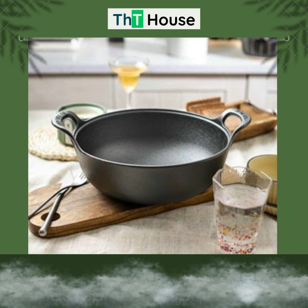Chảo gang đúc nguyên khối, Nồi gang đúc chống dính dùng cho mọi loại bếp kể cả bếp từ GDK1168