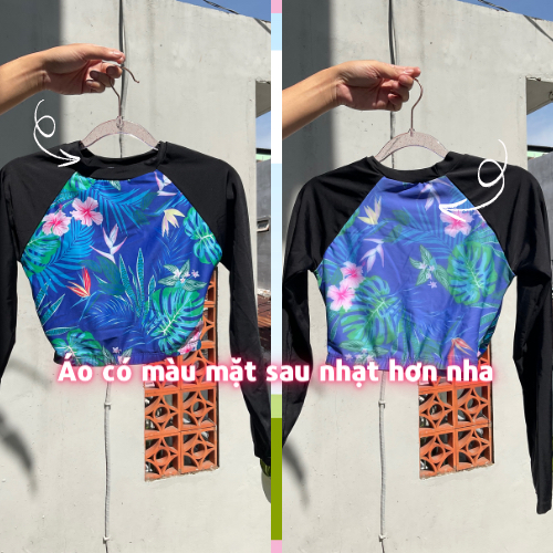 ÁO BƠI TAY DÀI họa tiết KÍN ĐÁO CHE BỤNG hoặc crop CHỐNG NẮNG THUN LẠNH KÈM MÚT giữ nhiệt-JAMI-AB_51