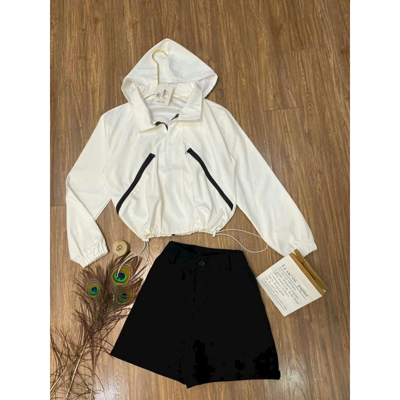 Set thể thao áo bo dây rút ngắn