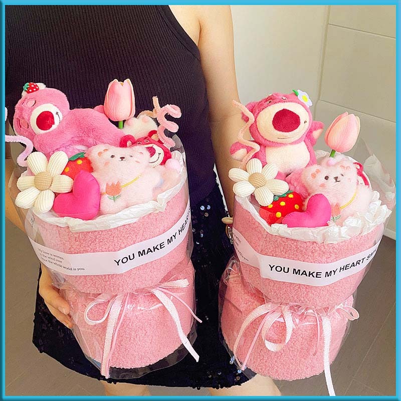 Bó hoa gấu bông hình Gấu Dâu, Kuromi, Melody, Cinamoroll, Purin làm Quà tặng - Mèo Béo Kids Store