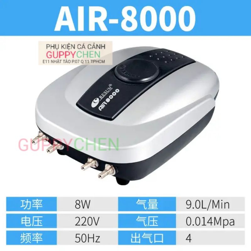 Máy Sủi Oxi Siêu Êm RESUN  AIR-4000 AIR-8000 - Sủi oxi cho bể cá  AIR-4000
