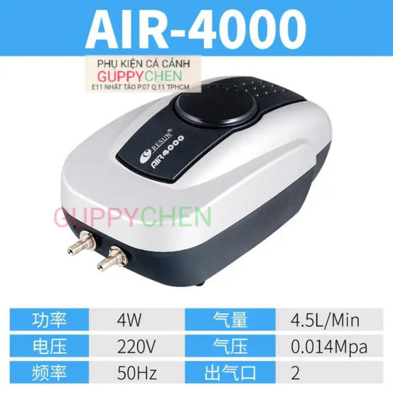 Máy Sủi Oxi Siêu Êm RESUN  AIR-4000 AIR-8000 - Sủi oxi cho bể cá  AIR-4000