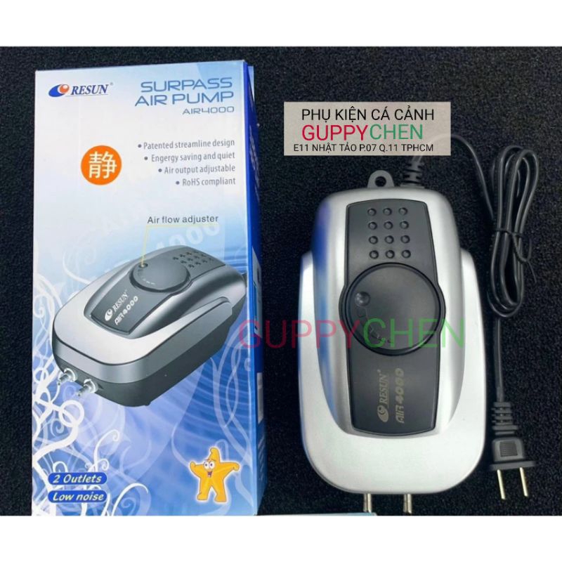 Máy Sủi Oxi Siêu Êm RESUN  AIR-4000 AIR-8000 - Sủi oxi cho bể cá  AIR-4000