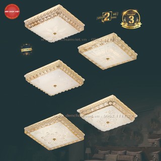 Đèn ốp trần led 3 chế độ 40-50cm siêu sáng, đèn mâm pha lê, đèn trang trí phòng khách, chung cư, phòng ngủ...