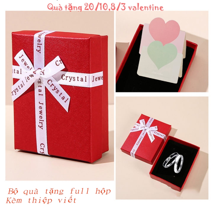 Quà tặng 8/3 - 20/10, valentine - Bộ nhẫn đôi dành tặng người thương full hộp quà + thiệp viết