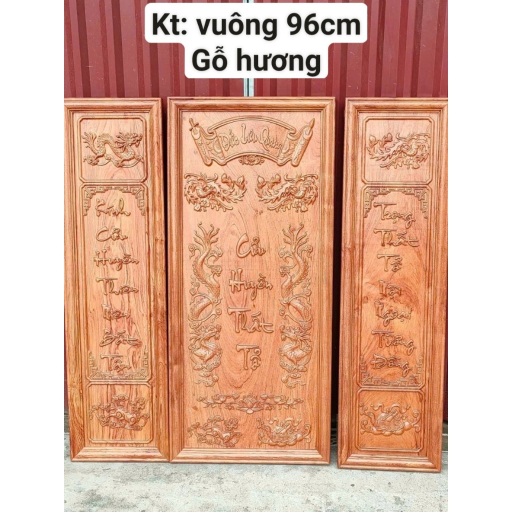 Bộ tranh thờ cửu huyền thất tổ bằng gỗ hương đá kt vuông 97cm x 97cm x 4cm ,