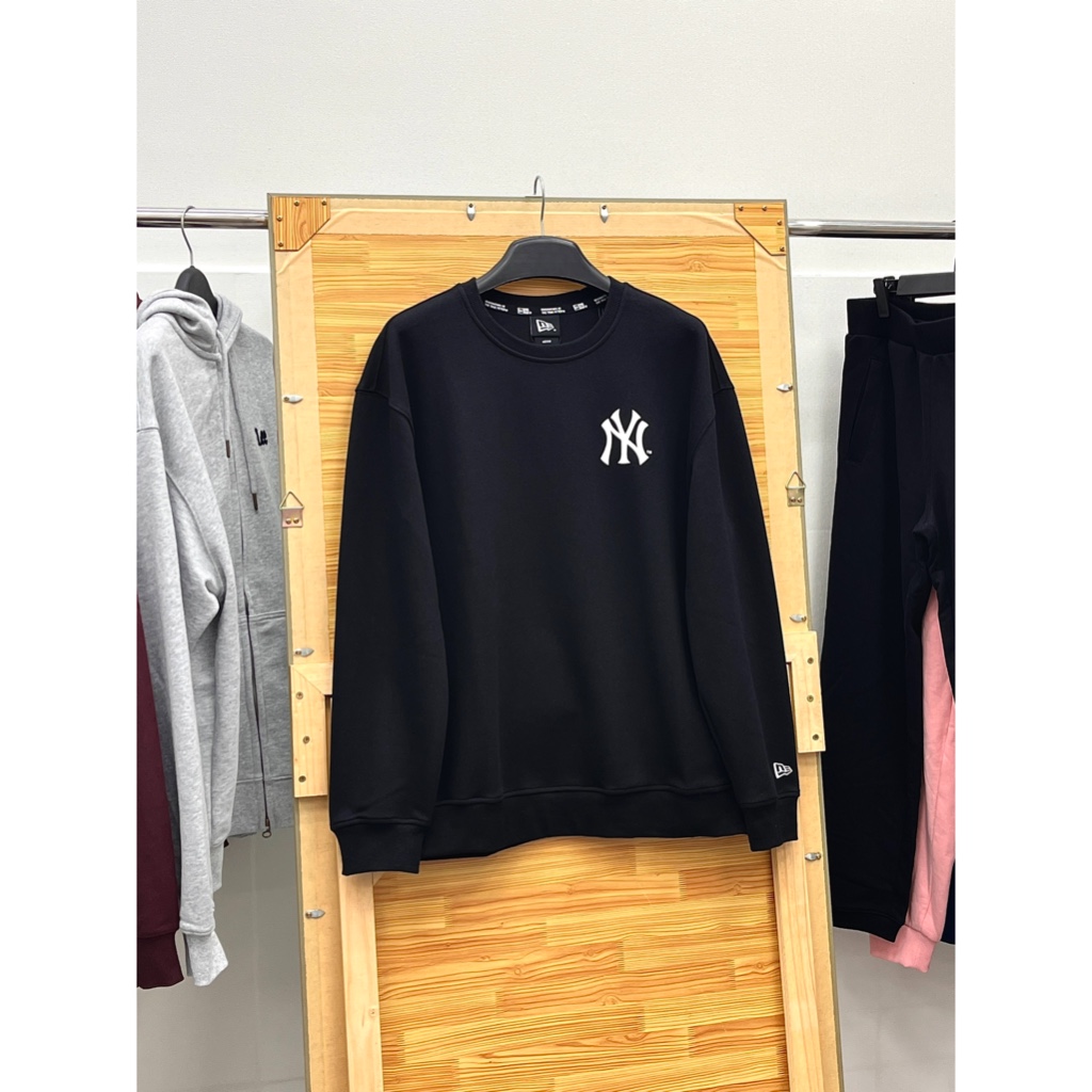 Sweater NewEra x MLB logo NY in trước sau, nỉ da cá, unisex