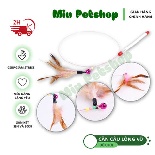 Cần câu lông vũ - cần câu đồ chơi giảm stress cho chó mèo