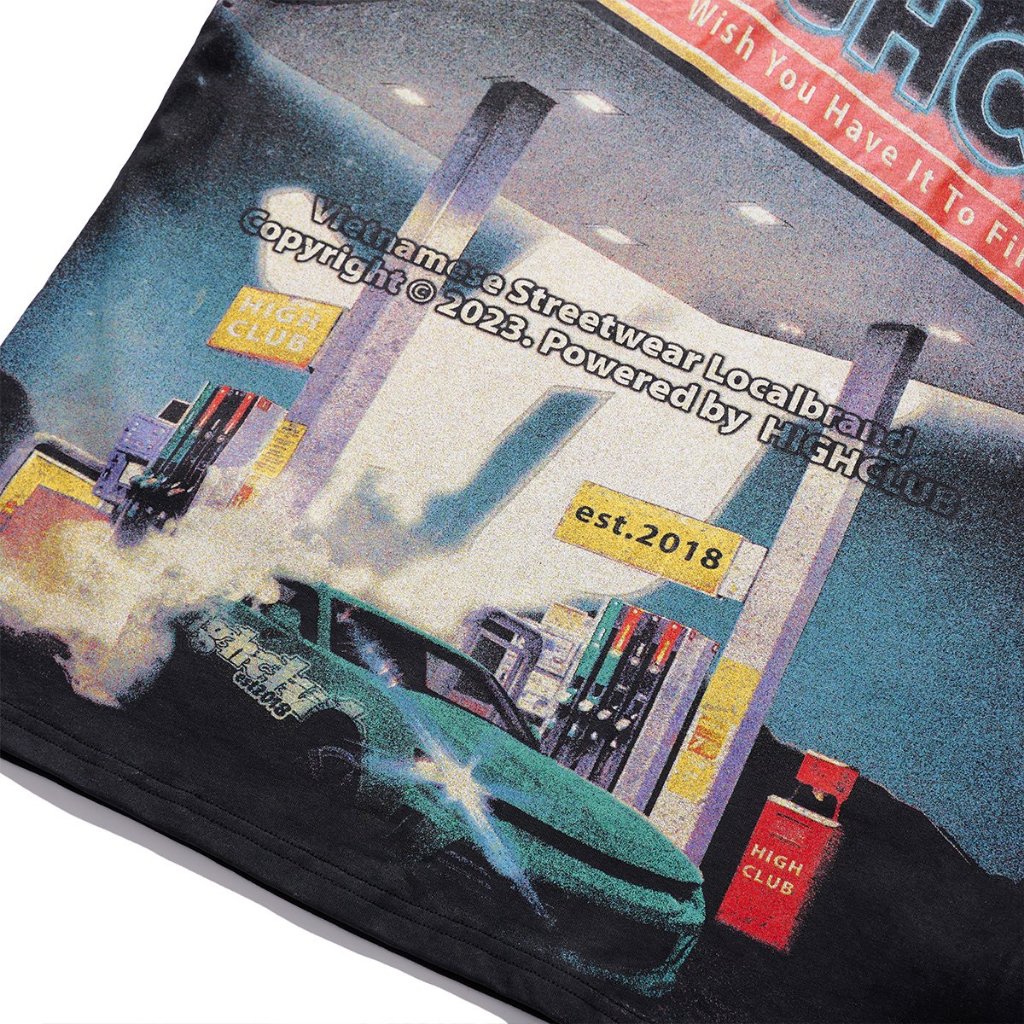 Áo Thun GAS STATION Tay Lỡ Unisex Nam/Nữ Cổ Tròn - HIGHCLUB Brand Chính Hãng