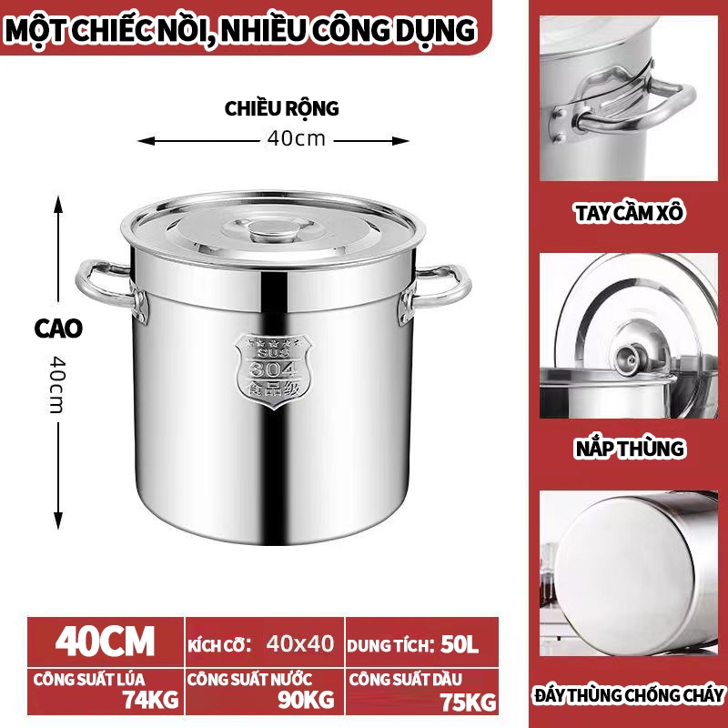 Nồi inox dày có nắp/nồi súp gia đình nồi inox thương mại Nồi inox lớn