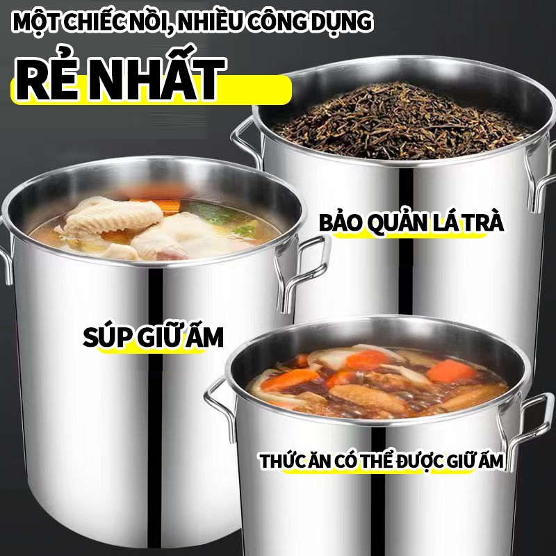 Nồi inox dày có nắp/nồi súp gia đình nồi inox thương mại Nồi inox lớn