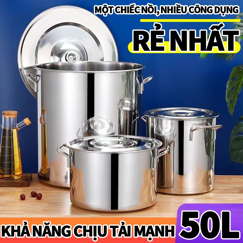 Nồi inox dày có nắp/nồi súp gia đình nồi inox thương mại Nồi inox lớn