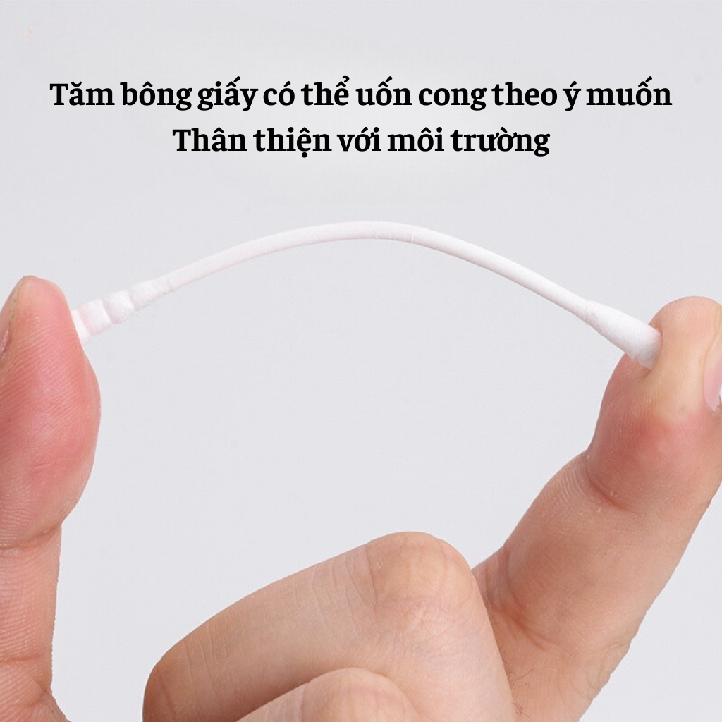 Tăm bông cho bé sơ sinh, bông tự nhiên, hộp 200 que vệ sinh tai mũi cho bé