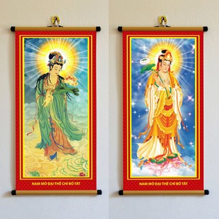 Tranh đại thế chí bồ tát treo tường bằng vải cao cấp dày dặn, tranh phật treo tường