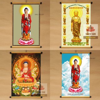 [NHIỀU MẪU] Tranh Phật A Di Đà 40x60cm bằng vải phủ bóng cao cấp dày dặn