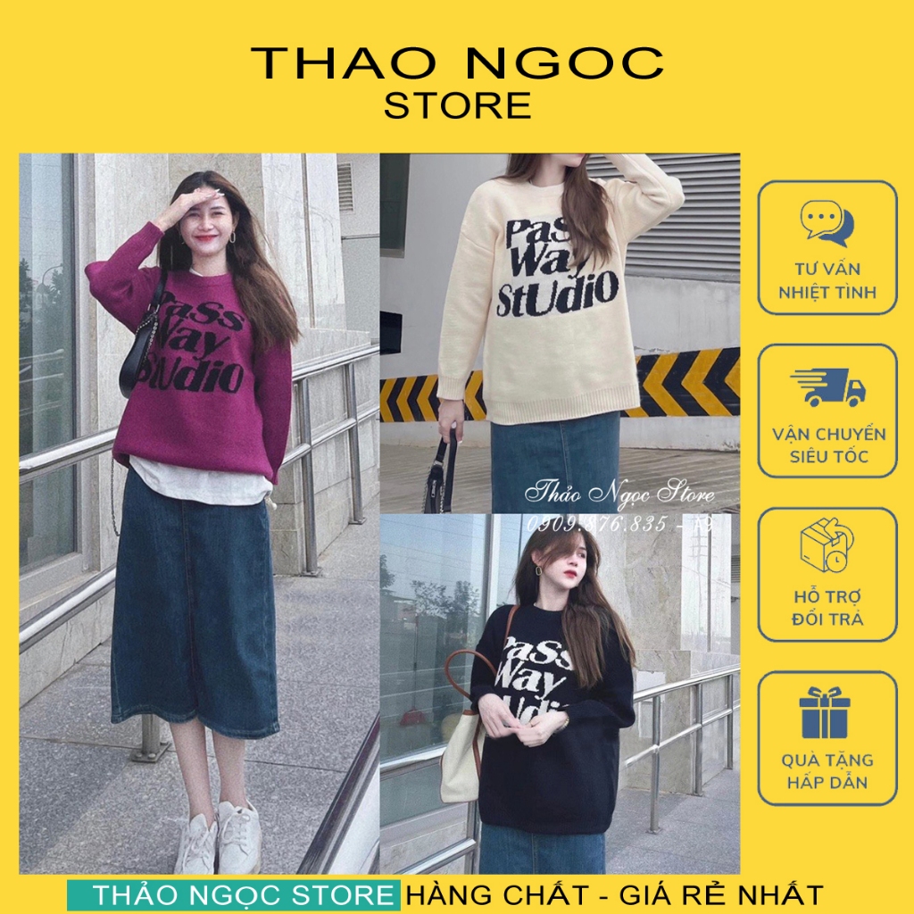 Áo len chữ tay dài form rộng hàng nhập QC!  THẢO NGỌC STORE