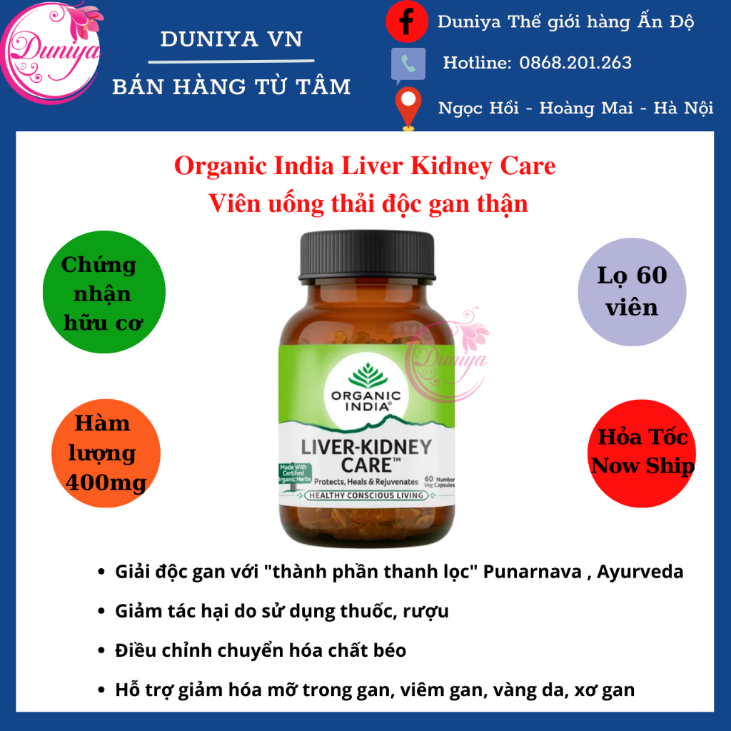 Viên uống thải độc gan thận Organic India Liver Kidney Care