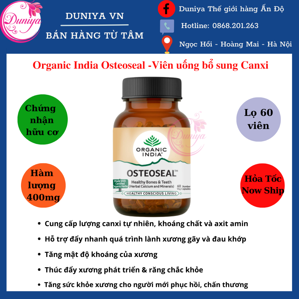 Viên uống bổ sung Canxi Organic India Osteoseal