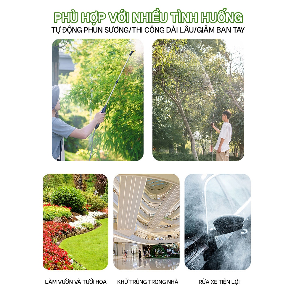Bình xịt tưới cây Bình Xịt Điện Công Suất Cao Tự Động Máy Bơm Không Khí Vòi Phun Vòi Phun Tưới Cây Vườn 3/5M