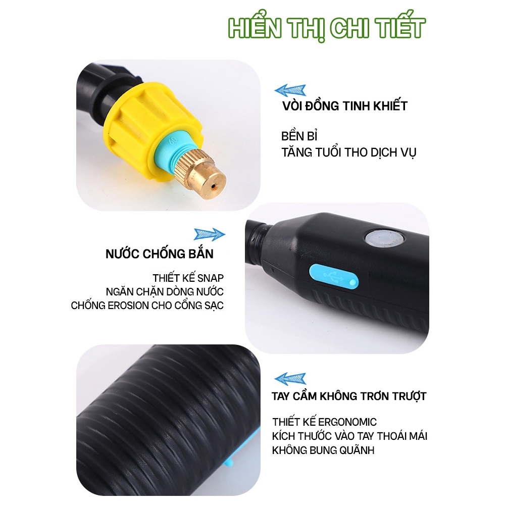 Bình xịt tưới cây Bình Xịt Điện Công Suất Cao Tự Động Máy Bơm Không Khí Vòi Phun Vòi Phun Tưới Cây Vườn 3/5M