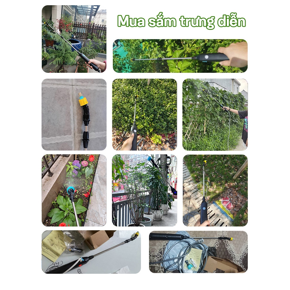 Bình xịt tưới cây Bình Xịt Điện Công Suất Cao Tự Động Máy Bơm Không Khí Vòi Phun Vòi Phun Tưới Cây Vườn 3/5M