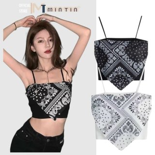 Áo 2 Dây Nữ Thổ Cẩm Họa Tiết - Áo Yếm Nữ Họa Tiết In Chất Borip 2 Màu Trắng Đen Mặc đi biển dạo phố  [Hồng Xù]