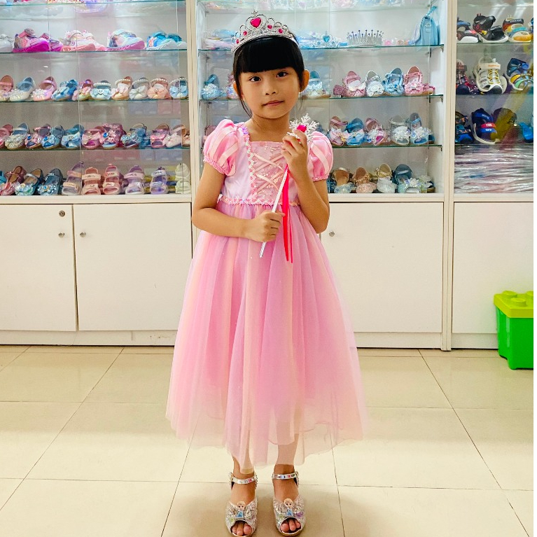 Váy Công chúa Aurora Màu hồng mẫu mới Siêu dễ thương cho bé gái