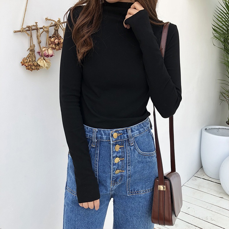 Áo giữ nhiệt QC cổ lọ ôm body nhiều màu dài tay mặc thu đông, Áo len cotton mềm cổ lọ giữ ấm siêu tốt xuongmaythuhien