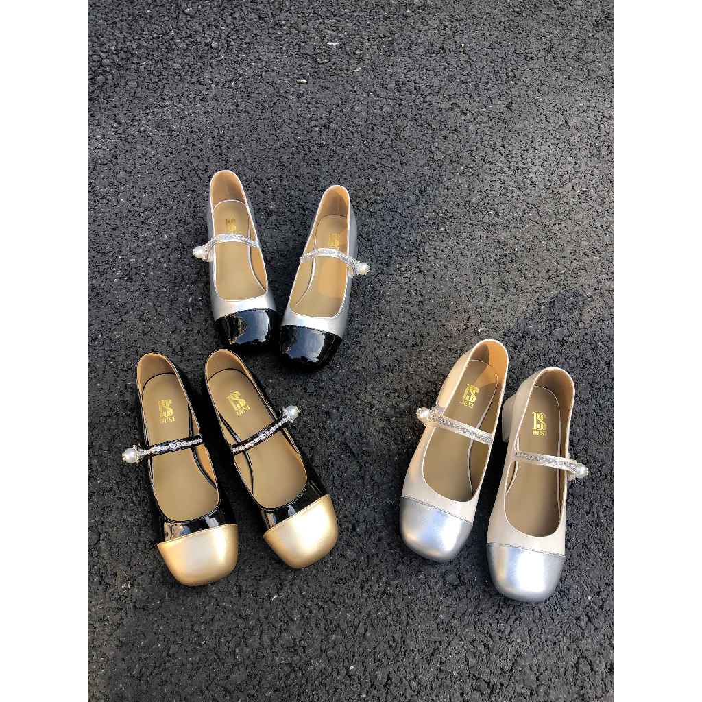 Giày Búp Bê Đế Vuông 4 Phân Phối Quai Thời Trang DESI 2365-2