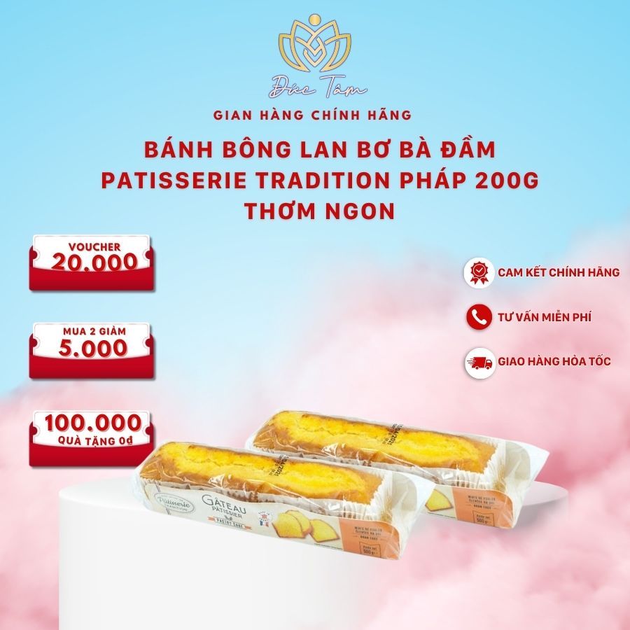 Bánh bông lan bơ bà Đầm Patisserie Tradition Pháp 200g thơm ngon, nhiều dinh dưỡng