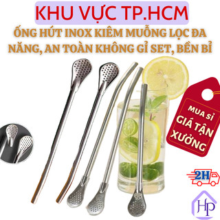  Ống Hút Inox Kiêm Muỗng Lọc Chất Liệu Không Gỉ Set, An Toàn Sử Dụng Đường Kính Lỗ 1mm Tiện Uống Trà Lọc Lá